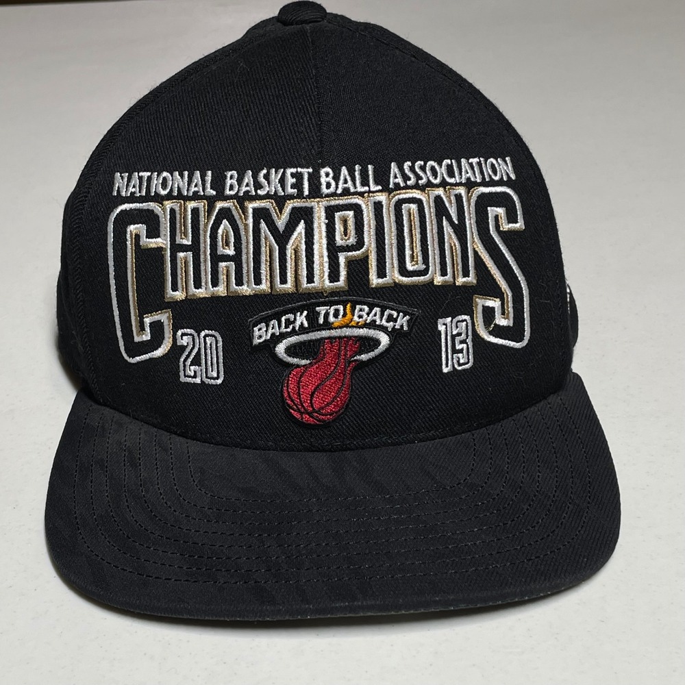 Miami Heat NBA Champions 2013 Adidas Adjustable Hat Cap Back to Back Black